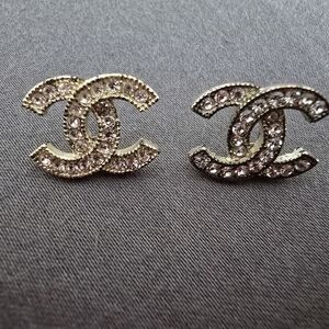 Chanel Gold and Silver Crystal Earrings
